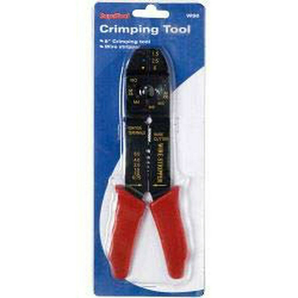SupaTool 8” Electricians Crimping Tool & Wire Stripper Black with Red Sheath