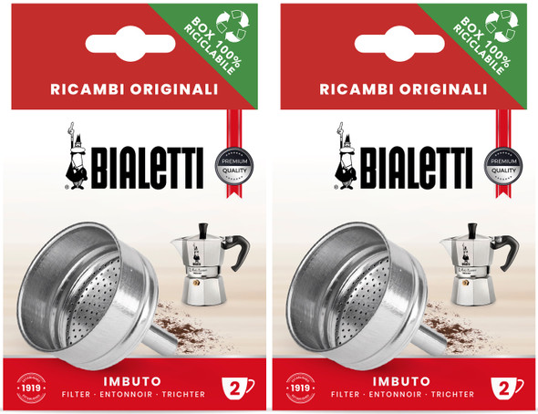 2 x Bialetti Replacement Spare Parts For Espresso Coffee Maker - Funnel - 2 Cup