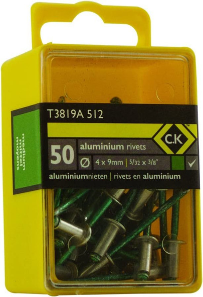 C.K T3819A 615 Aluminium Rivets, Silver, 4.8 x 12 mm 3/16-Inch, Set of 40 Piece