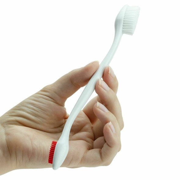 Mikki Double Ended Toothbrush For Cat/Dog, Dual Length Bristles Soft Grip Handle
