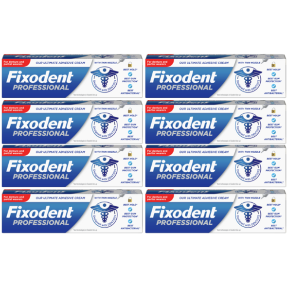 8 x Fixodent Professional Ultimate Adhesive Cream, Denture/Partial Wearers, 40g