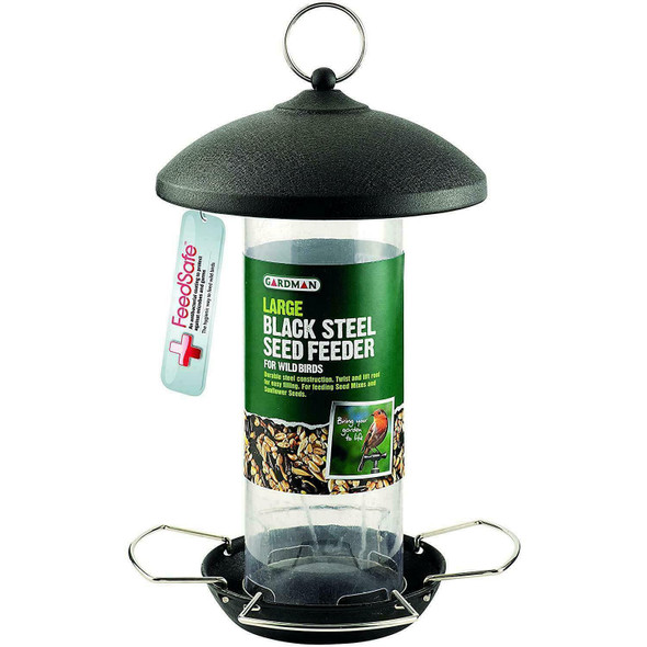 Gardman Steel Bird Seed Feeder, Durable with Feed Safe Biocidal Coating - Large