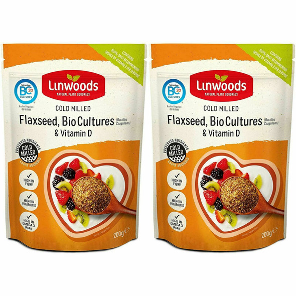 Linwoods Flaxseed, Bio-Cultures & Vitamin D 200g, High in vitamin D, High in fibre, High in Omega 3 (ALA), Source of protein, Maintenance of Normal Bones and Teeth, reduction of tiredness, Maintenance of normal blood cholesterol levels