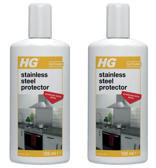 HG Stainless Steel Protector, Fast Shine and Polishing for Chrome, Aluminium, Steel and Other Metal Surfaces, Streak Free Glossy Finish with Protective Layer - 125ml (482012106)