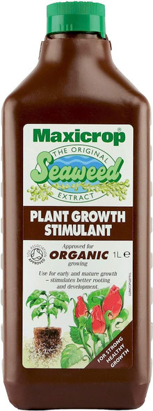 Maxicrop POPGS61L Original Seaweed Extract Organic Plant Growth Stimulant, 1L - Natural Seaweed Extract Fertiliser - Boosts Healthy Root Development - Approved for Organic Growing - Plant Nutrition