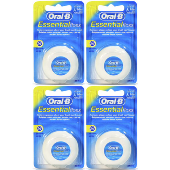 Oral B 005012 Essential Floss - Unwaxed Floss, 50 m, 4-piece pack