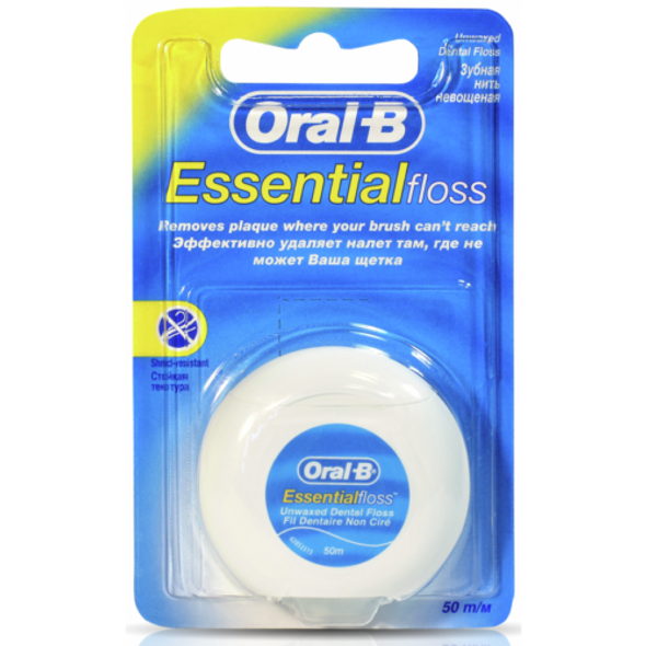 Oral B 005012 Essential Floss - Unwaxed Floss, 50 m, 4-piece pack