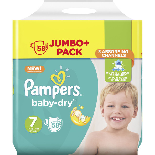 Pampers Baby-Dry Size 7 Nappies 58 Jumbo Pack
