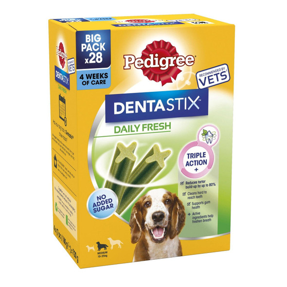 Pedigree Dentastix - Fresh Daily Dental Chews Medium Dog, 112 Sticks - 2.88 kg megapack (4 x 28 Sticks)