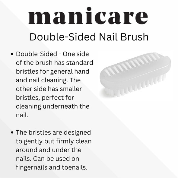 Manicare Plastic Nail Brush, Hygienic Double Sided Hand And Nail Cleaning Brush, Scrubbing Brush To Clean Under Nail Dirt Grime And Grease, Firm Strong Bristles, For Use On Fingernails And Toenails