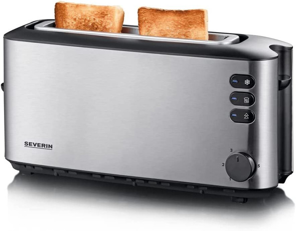 Severin Automatic long slot toaster with 1000 W of power AT 2515, brushed stainless steel-black