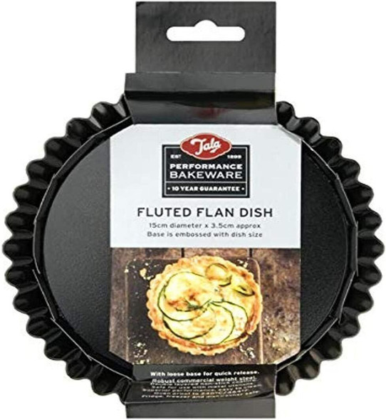 Tala Performance 15 cm dia Round Fluted Tart Tin, Professional Gauge Carbon Steel with Eclipse Non-Stick Coating, with loose base, Perfect for savoury or sweet tarts, flans, quiches, or desserts