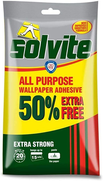 Solvite All Purpose Wallpaper Adhesive 10 Roll Plus 50% Free, Extra Strong