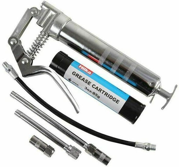 Hilka Manual Grease Gun Set Pro Craft, With 10" 1/2" Flexible Hose and Connector