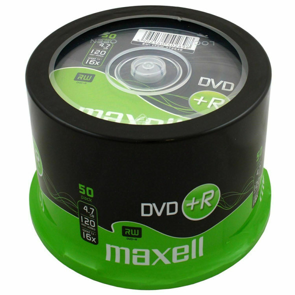 Maxell DVD+R 47 50 Pack Spindle 4.7GB Data 16x Speed, 120 Minutes Of Video Time