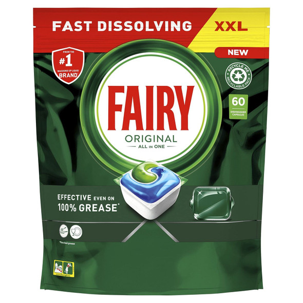 Fairy Original All In One Dishwasher Tablets, Regular, 60 Capsules