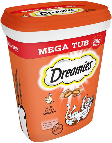 Dreamies Cat Treats, Delicious Snacks with Tasty Chicken, 1 Tub of 350 g