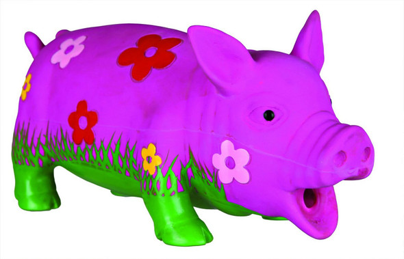 Trixie Latex Pig with Flowers and Animal Sound, 20 cm