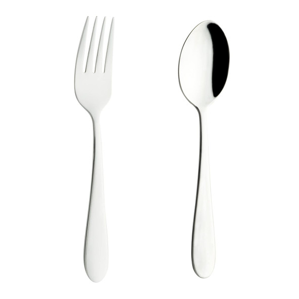 Grunwerg Windsor Carded 2CHSTWSR/C Windsor Stainless Steel Child's First Fork and Spoon Cutlery Set, 2-Piece 15.5 x 3 x 3 cm