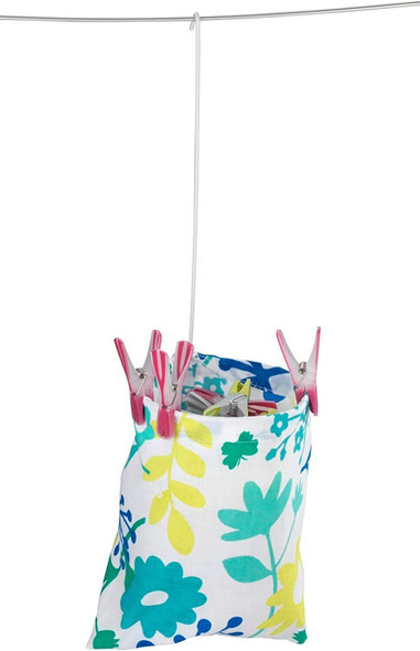 WENKO Bag-for Approx. 130 pegs, Cotton, Multicoloured, 3.5 x 20 x 20 cm