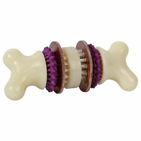 PetSafe Busy Buddy Bristle Bone Dog Chew Toy, Purple, M