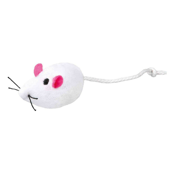 Trixie Plush Mice with Bell for Cat, 5 cm, White/Grey, 2-Piece