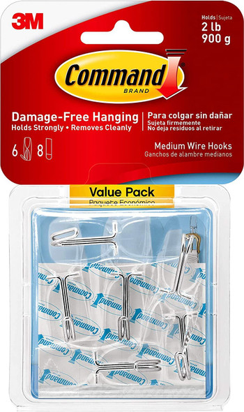 Command Clear Wire Hanger Hook, Value Pack of 9 Hooks and 12 Adhesive Strips, Transparent - Damage Free Hanging - Holds up to 225 gm