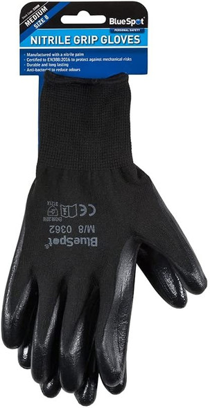 Blue Spot Tools 23008 Nitrile Grip Gloves (Medium)
