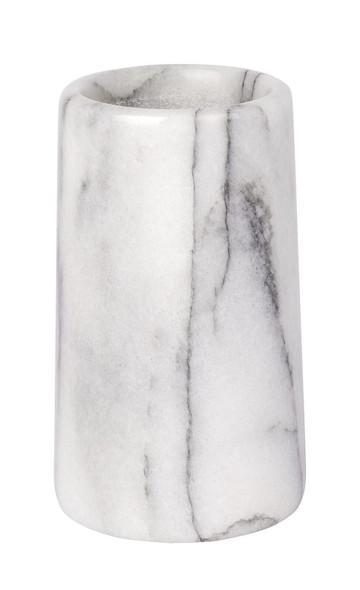 WENKO Tumbler Onyx-Holder for Toothbrush and Toothpaste, Marble, Grey, 7 x 7 x 12.5 cm