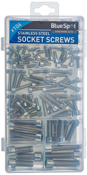 Blue Spot 40552 106Pce Stainless Steel Socket Screws Assortment, Silver