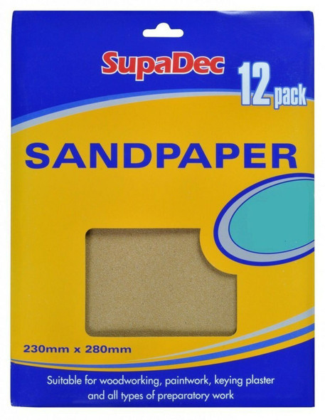 SupaDec General Purpose Sandpaper Pack 12 Assorted