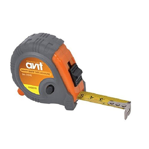 Avit AV02010 Heavy Duty Tape Measure, Grey/Orange, 3 Medium/10 ft