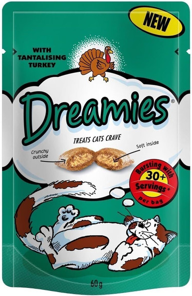 Dreamies Turkey Cat Treats 60g (Bulk deal of 8) 480g