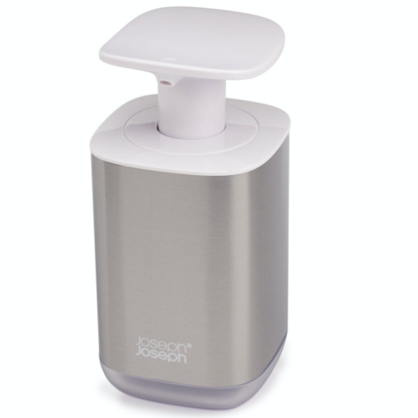 Joseph Joseph Presto Hygienic Bathroom Soap pump dispenser, refillable – White/ Stainless Steel