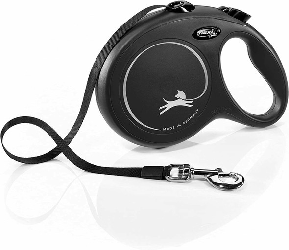 Flexi New Classic Tape Black Large 8m Retractable Dog Leash/Lead for dogs up to 50kg/110lbs