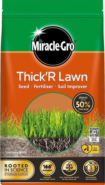 Miracle Gro Thick'R Lawn All in one Grass Seed Fertiliser & Soil Improver 4kg