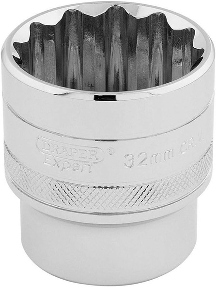 Draper 33593 1/2" Square Drive 12 Point Socket, 32mm Size , Blue