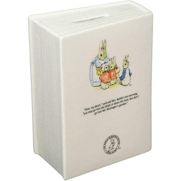 Beatrix Potter Peter Rabbit Money Bank, The Tale of Book, Ceramic Coin Box, 15cm