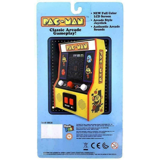 Basic Fun Retro Mini Arcade Game, LCD Colour Screen With 80's Graphics - Pac-Man