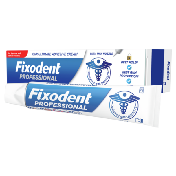 Fixodent Professional Denture Adhesive Cream, 40 ml, Fixdont's Best Hold & Antibacterial Action, Precise Application with Super Thin Nozzle, Mint