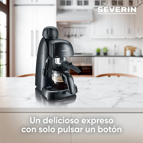 SEVERIN espresso machine, small coffee machine for up to 4 cups of espresso, coffee machine with milk frother for coffee-milk specialties, ideal for singles, black, KA 5978