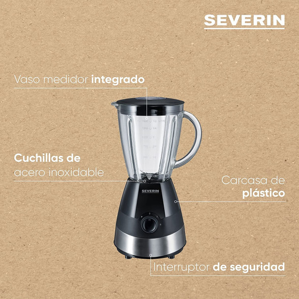 Severin 1.5 L Jug Blender Removable Lid with Spout 550 W Stainless Steel/Black