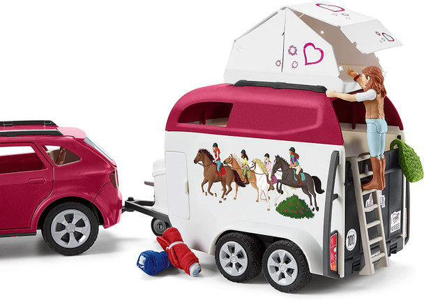 SCHLEICH 42535 Horse Club, 18-Piece Playset Horse Toys for Girls and Boys, Horse Club Adventures with Car and Horse Trailer