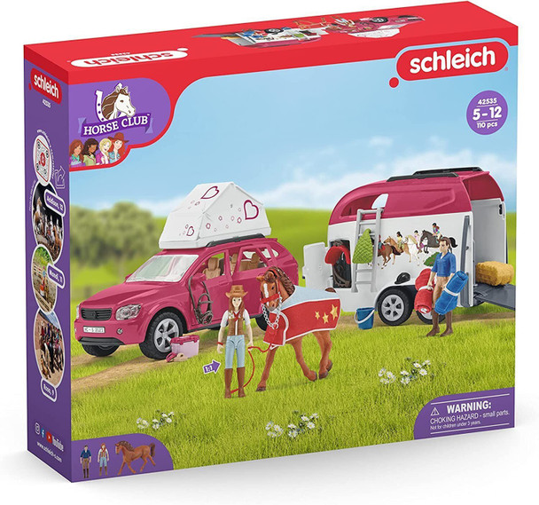 SCHLEICH 42535 Horse Club, 18-Piece Playset Horse Toys for Girls and Boys, Horse Club Adventures with Car and Horse Trailer