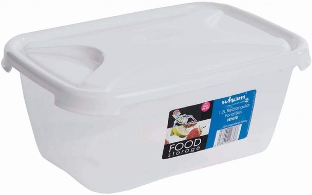 Wham 1.2 L Rectangular Food Snack Box Container Clear/Ice White 19 x 14 cm