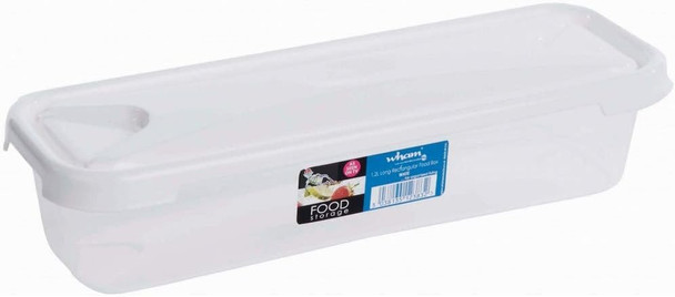 Wham Cuisine Long Rectangluar Food Box & Lid Clear/Ice White 1.2L 30 x 6.5 cm