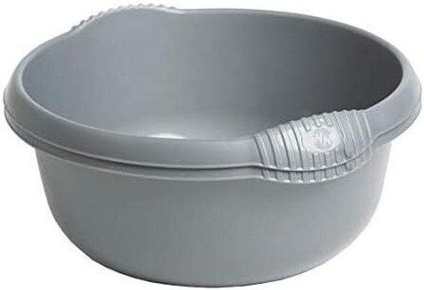 Wham Casa 32cm Round Washing Up Bowl Silver with Handles 7L, 32 x 15 cm