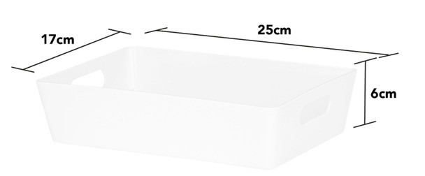 Wham Studio Rectangular Storage Basket with Handles White 25 x 17 x 6 cm