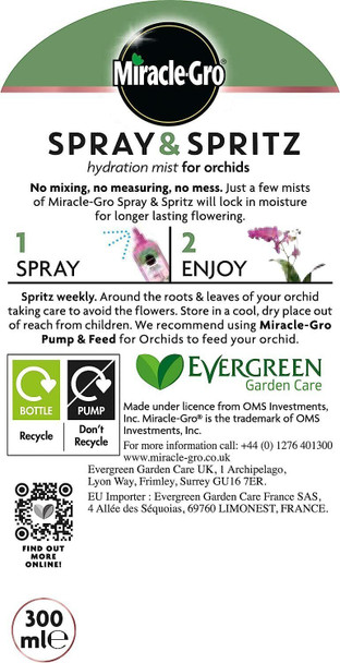 Miracle-Gro Spray & Spritz Hydration Mist for Orchid Plants Ready to Use 300ml