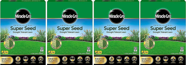 4 x Miracle-Gro Professional Super Seed Drought Tolerant Lawn Seed 33m2/1kg